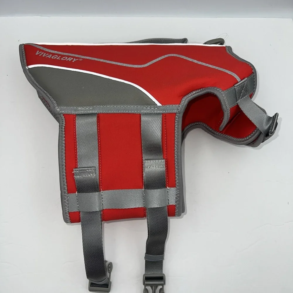 Vivaglory Neoprene Dog Life Jacket, Style Dog Life vest, Medium, Red‎